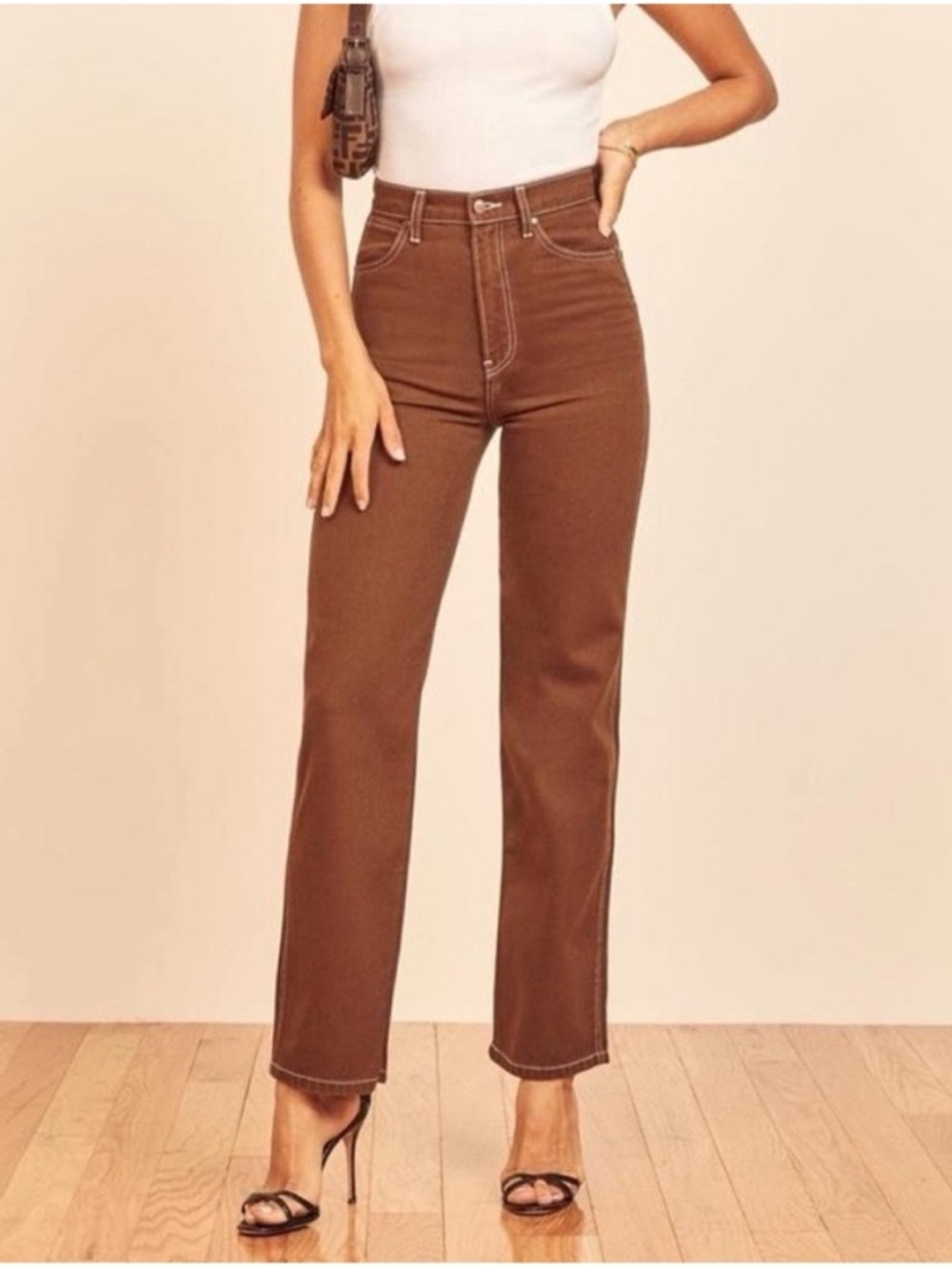Reformation Cowboy High-Rise Straight Leg Jeans - Brown Size 27